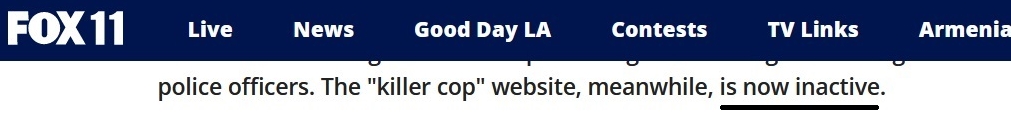 THe Kill Cop website is now inactive, NOT!